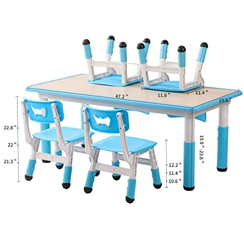 HAPPYMATY Kids Table And 4 Chairs Set, Children Study Desk, Toddler Activity Table, Height Adjustable Desk Painting Desktop Toddler Furniture 6 HAPPYMATY Kids Table And 4 Chairs Set, Children Study Desk, Toddler Activity Table, Height Adjustable Desk Painting Desktop Toddler Furniture - Image 6