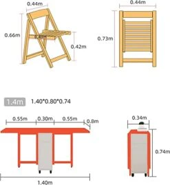 GENERIC Juan Folding Dining Table Set, Wooden Extendable Dining Table With 4 Chairs, Drop Leaf Table For Kitchen Dining Room Living Room Restaurant-1.4m 8 GENERIC Juan Folding Dining Table Set, Wooden Extendable Dining Table With 4 Chairs, Drop Leaf Table For Kitchen Dining Room Living Room Restaurant-1.4m -Best Furniture Store 41wV0L9O5tL