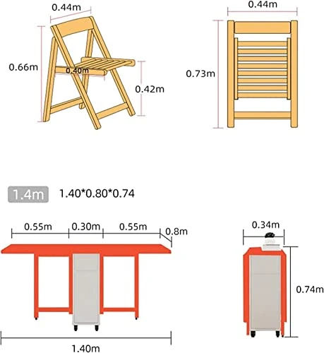 GENERIC Juan Folding Dining Table Set, Wooden Extendable Dining Table With 4 Chairs, Drop Leaf Table For Kitchen Dining Room Living Room Restaurant-1.4m 3 GENERIC Juan Folding Dining Table Set, Wooden Extendable Dining Table With 4 Chairs, Drop Leaf Table For Kitchen Dining Room Living Room Restaurant-1.4m - Image 3
