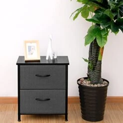 Storage Dresser End/Side Table - Dark Grey & 3 Drawers Fabric Dresser Storage Tower, Organizer Unit For Bedroom, Closet, Entryway, Hallway - Dark Grey -Best Furniture Store 41wW8177jsL
