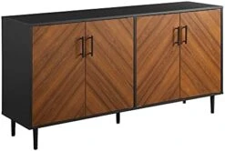 Walker Edison Fehr Modern 4 Door Bookmatch Buffet, 58 Inch, Black -Best Furniture Store 41waasSaKNL. AC
