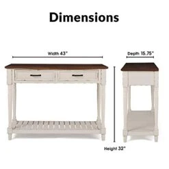 ClickDecor Baker Modern Console Table, Entryway Storage, Home Office Writing Desk With 2 Drawers, Mid Century Living Room Furniture For Small Spaces, White -Best Furniture Store 41wehCEdBdL