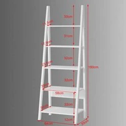Haotian FRG61-W, White Modern 5 Tiers Ladder Shelf Bookcase, Storage Display Shelving, Wall Shelf 8 Haotian FRG61-W, White Modern 5 Tiers Ladder Shelf Bookcase, Storage Display Shelving, Wall Shelf -Best Furniture Store 41wgY1ikImL
