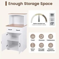 Modern Kitchen Pantry Cabinet, Microwave Storage Cabinet With 2 Drawers Pantry Buffet Cabinet With Adjustable Shelves Freestanding Kitchen Buffet With 4 Doors, White 10 Modern Kitchen Pantry Cabinet, Microwave Storage Cabinet With 2 Drawers Pantry Buffet Cabinet With Adjustable Shelves Freestanding Kitchen Buffet With 4 Doors, White -Best Furniture Store 41wpluJvUWL