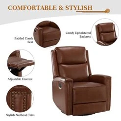 HULALA HOME Genuine Leather Swivel Rocker Recliners Set Of 2, Manual Glider Recliner Chairs With Adjustable Backrest & Footrest, Modern Home Theater Sofa Armchairs For Living Room Bedroom, Brown 20 HULALA HOME Genuine Leather Swivel Rocker Recliners Set Of 2, Manual Glider Recliner Chairs With Adjustable Backrest & Footrest, Modern Home Theater Sofa Armchairs For Living Room Bedroom, Brown -Best Furniture Store 41wpr9zzZ5L