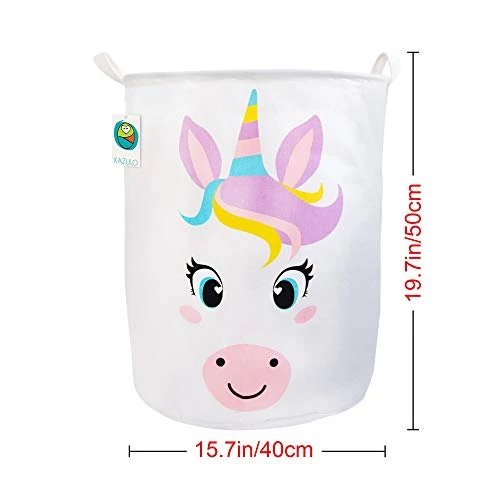 KAZULO Unicorn Hamper Set, Large Round Unicorn Laundry Basket, Kids Laundry Basket Set, Kids Hamper, Toy Storage, 2 Bin (Watermelon Unicorn Bundle) 3 KAZULO Unicorn Hamper Set, Large Round Unicorn Laundry Basket, Kids Laundry Basket Set, Kids Hamper, Toy Storage, 2 Bin (Watermelon Unicorn Bundle) - Image 3