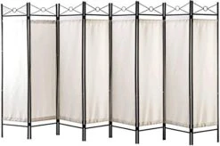 Legacy Decor 4 Panel Metal And Woven Fabric Room Divider With Two Way Hinges White Color -Best Furniture Store 41x2BOBcUxL. AC
