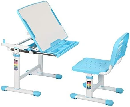 Diroan Kids Multifunctional Desk And Chair Set, Height Adjustable Children School Study Desk With Tilt Desktop, Metal Hook And Storage Drawer For Boys Girls (Pink) 6 Diroan Kids Multifunctional Desk And Chair Set, Height Adjustable Children School Study Desk With Tilt Desktop, Metal Hook And Storage Drawer For Boys Girls (Pink) - Image 6