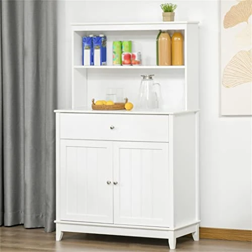 58" Kitchen Buffet, Dining Room With Drawers And Storage Cabinets, White 4 58" Kitchen Buffet, Dining Room With Drawers And Storage Cabinets, White - Image 4
