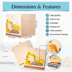 Product 4 Kids - Washable Toy Box Storage Cube, Canvas Toy Chest Organizer Foldable Kids Toy Storage Organizers For Child's Bedroom Or Playroom -13x13x13 Inch (Excavator+ Helicopter) -Best Furniture Store 41xC2cXIkRL 1