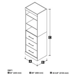 Nebula Wardrobe With 3 Drawers, 25W, Bark Grey & White -Best Furniture Store 41xGOVdqfrL