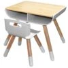 Asunflower Wood Table Stool Set For Kid's Modern Desk & Chair Set Height Adjustable Table Chairs Set With Storage, Grey