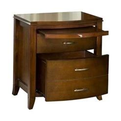 BOWERY HILL Transitional 2 Drawer Wooden Bedside Nightstand In Cinnamon