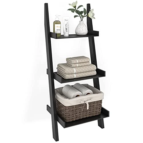 Ballucci 3-Tier Storage Ladder Shelf And Organizer, Modern Wood Leaning Ladder Bookshelf, Ladder Bookcase, Small Book Shelf, Narrow Bookshelf For Bedroom, Living Room, Kitchen, Bathroom, Black 1 Ballucci 3-Tier Storage Ladder Shelf And Organizer, Modern Wood Leaning Ladder Bookshelf, Ladder Bookcase, Small Book Shelf, Narrow Bookshelf For Bedroom, Living Room, Kitchen, Bathroom, Black