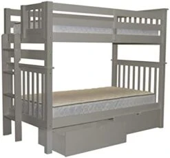 Tall Bunk Beds Twin Over Twin Mission Style With End Ladder And 2 Under Bed Drawers, White 16 Tall Bunk Beds Twin Over Twin Mission Style With End Ladder And 2 Under Bed Drawers, White -Best Furniture Store 41y4cw5D8mL. AC