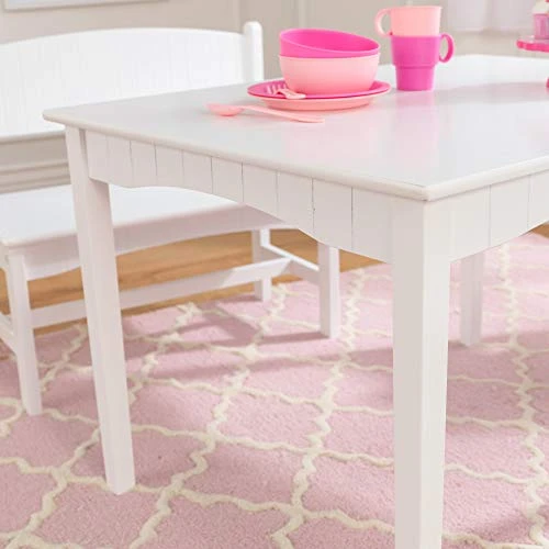 KidKraft Nantucket Wooden Table With Bench And 2 Chairs, Children's Furniture - White, Gift For Ages 3-8 5 KidKraft Nantucket Wooden Table With Bench And 2 Chairs, Children's Furniture - White, Gift For Ages 3-8 - Image 5