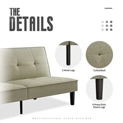 IULULU Futon Sofa Bed, Modern Convertible Armless Sleeper Couch Daybed For Studio, Apartment, Office, Small Space, Compact Living Room, Sage Grey 12 IULULU Futon Sofa Bed, Modern Convertible Armless Sleeper Couch Daybed For Studio, Apartment, Office, Small Space, Compact Living Room, Sage Grey -Best Furniture Store 41y77yviGxL