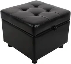 H&B Luxuries Tufted Leather Square Flip Top Storage Ottoman Cube Foot Rest (Black) 18 H&B Luxuries Tufted Leather Square Flip Top Storage Ottoman Cube Foot Rest (Black) -Best Furniture Store 41yI3Xe j9L. AC