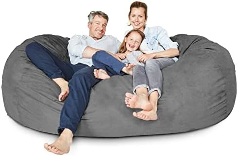 Lumaland Luxurious Giant 7ft Bean Bag Chair With Microsuede Cover - Ultra Soft, Foam Filling, Washable Jumbo Bean Bag Sofa For Kids, Teenagers, Adults - Sack Chair For Dorm, Family Room - Dark Grey 14 Lumaland Luxurious Giant 7ft Bean Bag Chair With Microsuede Cover - Ultra Soft, Foam Filling, Washable Jumbo Bean Bag Sofa For Kids, Teenagers, Adults - Sack Chair For Dorm, Family Room - Dark Grey - Image 14
