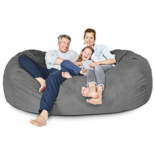Lumaland Luxurious Giant 7ft Bean Bag Chair With Microsuede Cover - Ultra Soft, Foam Filling, Washable Jumbo Bean Bag Sofa For Kids, Teenagers, Adults - Sack Chair For Dorm, Family Room - Dark Grey 1 Lumaland Luxurious Giant 7ft Bean Bag Chair With Microsuede Cover - Ultra Soft, Foam Filling, Washable Jumbo Bean Bag Sofa For Kids, Teenagers, Adults - Sack Chair For Dorm, Family Room - Dark Grey