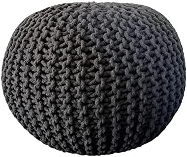 NOORI Home - Premium Luxury 100% Handmade & Handcrafted Cable Style Cotton Knitted Jade Comfortable Pouf, Ottoman, Footrest, Footstool - Beige - 20"x20"x14" 9 NOORI Home - Premium Luxury 100% Handmade & Handcrafted Cable Style Cotton Knitted Jade Comfortable Pouf, Ottoman, Footrest, Footstool - Beige - 20"x20"x14" - Image 9