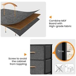 9 Drawers Vertical Storage Tower- Fabric Dresser, Sturdy Metal Frame, Fabric Storage Bins With Wooden Handle And Wooden Top, Organizer Unit For Bedroom/Closet/Hallway/Entryway,Grey -Best Furniture Store 41yTVgzY3wL