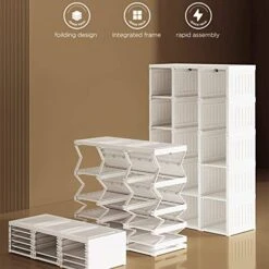 Portable Closet Clothes Wardrobe Plastic Bedroom Armoire Depth Cube Storage Organizer With Hanging Rod And Doors 4-15 Cubes White（15 Grids, 11 Doors, 2 Hangers(w15-d11-h2) -Best Furniture Store 41yTgQuswoL