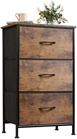 Dresser With 3 Drawers, Fabric Nightstand, Organizer Unit, Storage Dresser For Bedroom, Hallway, Entryway, Closets, Sturdy Steel Frame, Wood Top, Easy Pull Handle, Charcoal Black -Best Furniture Store 41yaXulqR7L. AC