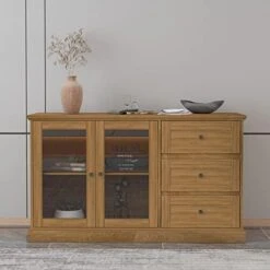 Furduzz Kitchen Sideboard 52” Buffet Cabinet With Glass Doors, 3 Drawers And Display Shelves,Wooden Coffee Bar Cupboard Server Console Table Floor Cabinet For Home Dining Room Living Room Storage,Gray 14 Furduzz Kitchen Sideboard 52” Buffet Cabinet With Glass Doors, 3 Drawers And Display Shelves,Wooden Coffee Bar Cupboard Server Console Table Floor Cabinet For Home Dining Room Living Room Storage,Gray -Best Furniture Store 41yxBIUQP9L. AC