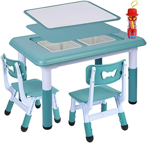 RedSwing 3 In 1 Kids Table And Chair Set, Multi Activity Drawing Table With 2 Chairs For Toddlers, Plastic Height Adjustable Play Table With Storage Bins, Blue 7 RedSwing 3 In 1 Kids Table And Chair Set, Multi Activity Drawing Table With 2 Chairs For Toddlers, Plastic Height Adjustable Play Table With Storage Bins, Blue - Image 7