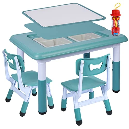 RedSwing 3 In 1 Kids Table And Chair Set, Multi Activity Drawing Table With 2 Chairs For Toddlers, Plastic Height Adjustable Play Table With Storage Bins, Blue 1 RedSwing 3 In 1 Kids Table And Chair Set, Multi Activity Drawing Table With 2 Chairs For Toddlers, Plastic Height Adjustable Play Table With Storage Bins, Blue
