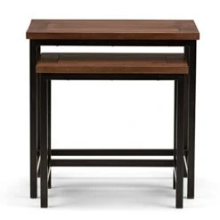 SIMPLIHOME Skyler SOLID MANGO WOOD And Metal 25 Inch Wide Rectangle Nesting 2 Pc Side Table In Dark Cognac Brown, Fully Assembled, For The Living Room And Bedroom -Best Furniture Store 41z7KNK3prL