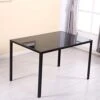 Nozama Modern Rectangle Glass Dining Table With Metal Legs Minimalist Kitchen Table With Clear Desktop Table For 4 Person (Black)