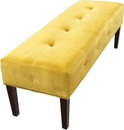 Sole Designs Lauren Modern Upholstered Button Tufted Bench With Nailhead Trim, Gold -Best Furniture Store 41z9FcrrEWL