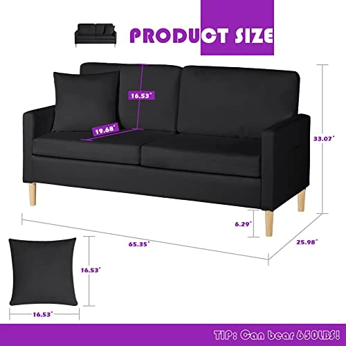 TYBOATLE Modern Faux Leather Living Room Furniture Sectional Sofa Sets 2 Pieces, Loveseat Couch W/ 2 USB Charging Ports And Comfy Accent Arm Chair For Small Space, Apartment, Office, Studio (Black) 2 TYBOATLE Modern Faux Leather Living Room Furniture Sectional Sofa Sets 2 Pieces, Loveseat Couch W/ 2 USB Charging Ports And Comfy Accent Arm Chair For Small Space, Apartment, Office, Studio (Black) - Image 2