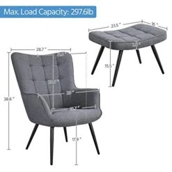 Topeakmart Accent Chair With Ottoman Set Upholstered Living Room Chair Fabric Arm Chair With Foot Rest Sofa Chair And Ottoman Set For Living Room Bedroom Office Grey -Best Furniture Store 41zIScEQilL