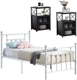 Twin Bed Frame And Versatile Nightstands Set Of 2, Platform With Headboard,Night Stands Side End Tables With Storage Drawers For Bedroom, Living Room, Easy Assemble, Black+Brown 26 Twin Bed Frame And Versatile Nightstands Set Of 2, Platform With Headboard,Night Stands Side End Tables With Storage Drawers For Bedroom, Living Room, Easy Assemble, Black+Brown -Best Furniture Store 41zKlY k2NL. AC
