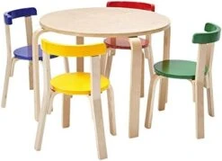 ECR4Kids Bentwood Round Table And Curved Back Chair Set, Kids Furniture, Natural, 5-Piece -Best Furniture Store 41zPV0NN9oL. AC