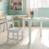Flash Furniture Kyndl Kids Solid Hardwood Table And Chair Set For Playroom, Bedroom, Kitchen - 3 Piece Set - White