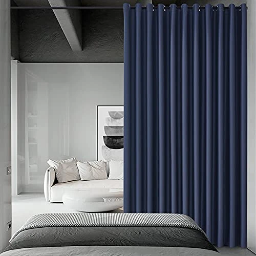 BluCOASTLINE Room Divider Curtain Room Partition For Bedroom/Home Theatre/Conference Room Blackout Curtains Backdrop Anti-Peeping Privacy Window Curtain, 15ft Wide X 8ft Tall, Navy Blue, 1 Panel 2 BluCOASTLINE Room Divider Curtain Room Partition For Bedroom/Home Theatre/Conference Room Blackout Curtains Backdrop Anti-Peeping Privacy Window Curtain, 15ft Wide X 8ft Tall, Navy Blue, 1 Panel - Image 2