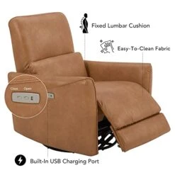 CHITA Power Recliner Swivel Glider, Upholstered Faux Leather Living Room Reclining Sofa Chair With Lumbar Support, Cognac Brown 14 CHITA Power Recliner Swivel Glider, Upholstered Faux Leather Living Room Reclining Sofa Chair With Lumbar Support, Cognac Brown -Best Furniture Store 41zXaSebfYL