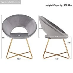 Duhome Modern Accent Velvet Chairs Dining Chairs Single Sofa Comfy Upholstered Arm Chair Living Room Furniture Mid-Century Leisure Lounge Chairs With Golden Metal Frame Legs Set Of 2 Grey -Best Furniture Store 41zYglKvN8L