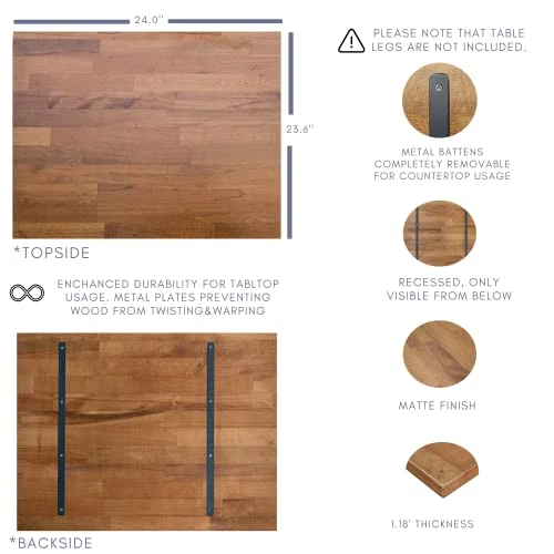 Lovendo | Handmade | Solid Wood Table Top | Butcher Block Counter Top | 24‘‘ X 23.6 ‘‘ Inch | Thickness 1.18'' | Matte Finish 2 Lovendo | Handmade | Solid Wood Table Top | Butcher Block Counter Top | 24‘‘ X 23.6 ‘‘ Inch | Thickness 1.18'' | Matte Finish - Image 2