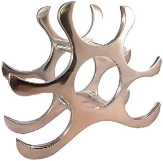 Countertop Wine Rack, 6 Bottle Holder, Polished Aluminum Silver 6 Countertop Wine Rack, 6 Bottle Holder, Polished Aluminum Silver - Image 6