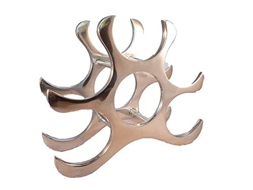 Countertop Wine Rack, 6 Bottle Holder, Polished Aluminum Silver 1 Countertop Wine Rack, 6 Bottle Holder, Polished Aluminum Silver