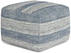 SIMPLIHOME Noreen Square Pouf, Footstool, Upholstered In Light Blue And White Cotton Handloom Woven Pattern, For The Living Room, Bedroom And Kids Room, Transitional, 20 SIMPLIHOME Noreen Square Pouf, Footstool, Upholstered In Light Blue And White Cotton Handloom Woven Pattern, For The Living Room, Bedroom And Kids Room, Transitional, -Best Furniture Store 51 8VUw8UL. AC
