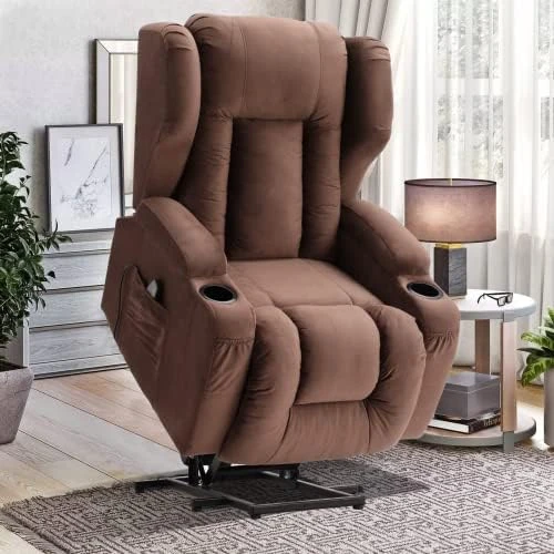 OBBOLLY Power Lift Recliner Chair For Elderly, Massage Chair Recliner With Heat, Linen Fabric Lazy Sofa Chairs With Cup Holders, USB, Side Pockets For Living Room 10 OBBOLLY Power Lift Recliner Chair For Elderly, Massage Chair Recliner With Heat, Linen Fabric Lazy Sofa Chairs With Cup Holders, USB, Side Pockets For Living Room - Image 10