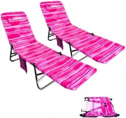 FLIP Face Down Tanning Chaise Lounge Chair - Face & Arm Holes - 2 Legs Support - Polyester Material – Backrest Positions - Head Rest Pillow - Beach Or Home Use - PATENTS Pending - Pink Stripes Pattern -Best Furniture Store 51 z5ZpNTHL. AC