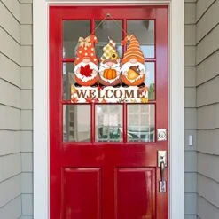 MatureGirl Dwarf Autumn Hanging Sign Day Fall Welcome Doorplate Decorative Wooden Hanging Sign Christmas Hanging Baskets For Front Porches (Pink, One Size) -Best Furniture Store 5101esOh43L