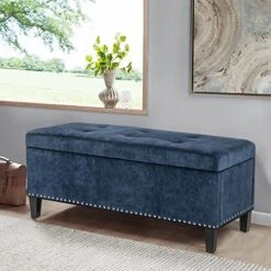 Joveco Storage Ottoman Bench Microfiber Rectangular Button Tufted Footstool Toy Chests & Storage Room Organizer (Dark Royal Blue) -Best Furniture Store 51059Nls1wL. AC